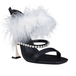 Lemon Drop Jannie Rhinestone Faux Fur Leather Women's 8.5 Coquette Feminine Sexy